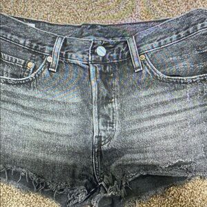 Women's Athletic Denim-Style Cutoff Shorts - Black